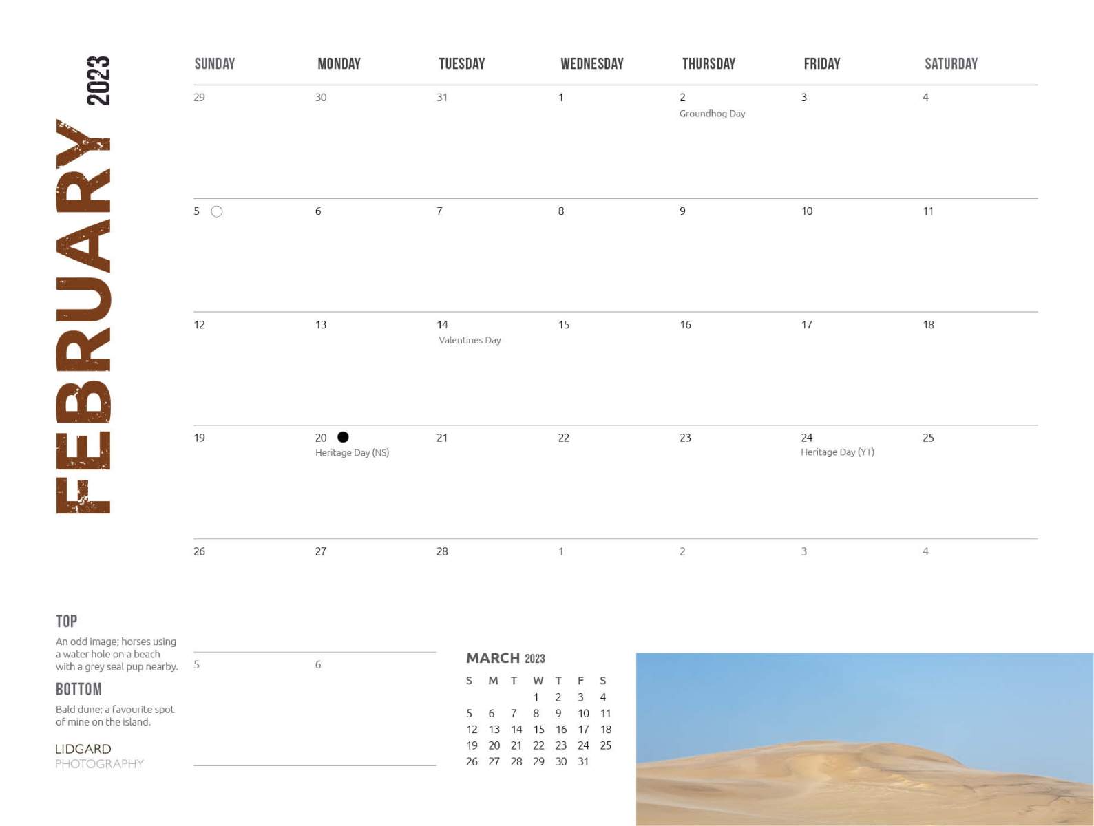 DL-Sable-CalendarSable Island 2023 February Dates
